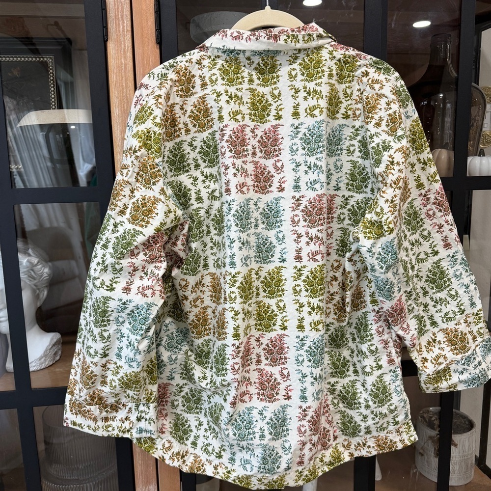 Parterre Block Print Heidi Top Button Down Shirt Pajamas Paisley Long Sleeves — image 4 of 8